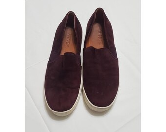 Vince Slip On Sneakers Women's Size 7 Maroon Designer Casual Comfort Shoes