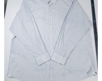 Hugo Boss Mens 3XL White Patterned Dress Shirt Regular Fit