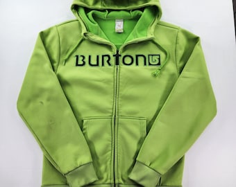 Felpa con cappuccio Burton Dryride taglia M, verde lime, con zip intera, in pile, per snowboard, uomo.
