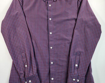 Mizzen Main Leeward L Gingham Performance Dress Shirt Blau Rot Trim Fit