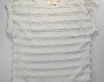 アンソロポロジー メイヴ フリンジストライプブラウス アイボリー ボヘミアン テクスチャードトップス サイズ4