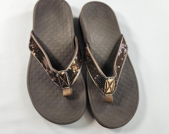 Vonic Tide Sequoia Sequin Flip Flops US 6 Braun Orthotic Comfort Sandalen