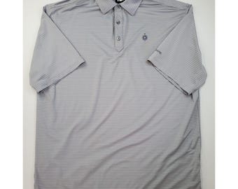 FootJoy MicroFeeder Stripe Lisle Polo XL Gray Sunburst The Grand Golf Shirt EUC