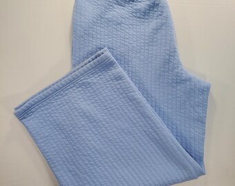 Pantalones de descanso de pierna ancha Aerie, talla L, de algodón gofrado azul, estilo cómodo para después de relajarse.