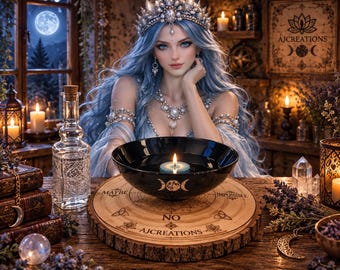 Planche Divinatoire Lunaire en Bois Gravé | Oui Non Peut-être Impossible | Oracle AJCREATIONS