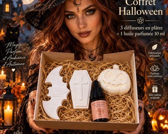 Coffret Halloween – 3 diffuseurs en plâtre avec huile parfumée – Décoration et cadeau