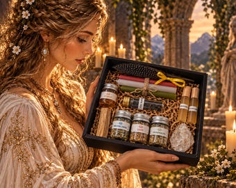 Sacred Candle Ritual Kit | Liebe Schutz Wohlstand | Palo Santo, Kristall, Honig & Kräutermischungen