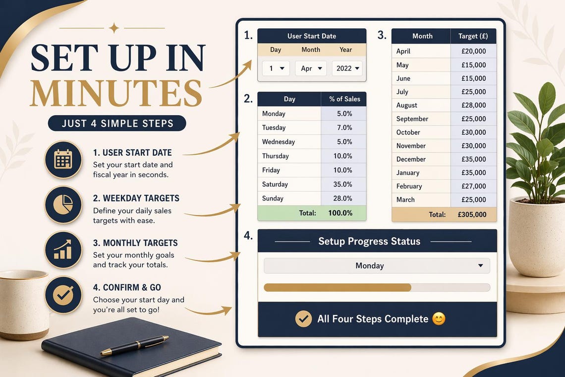 KPI Tracker | Sales Dashboard Template | Daily Sales Target Spreadsheet ...