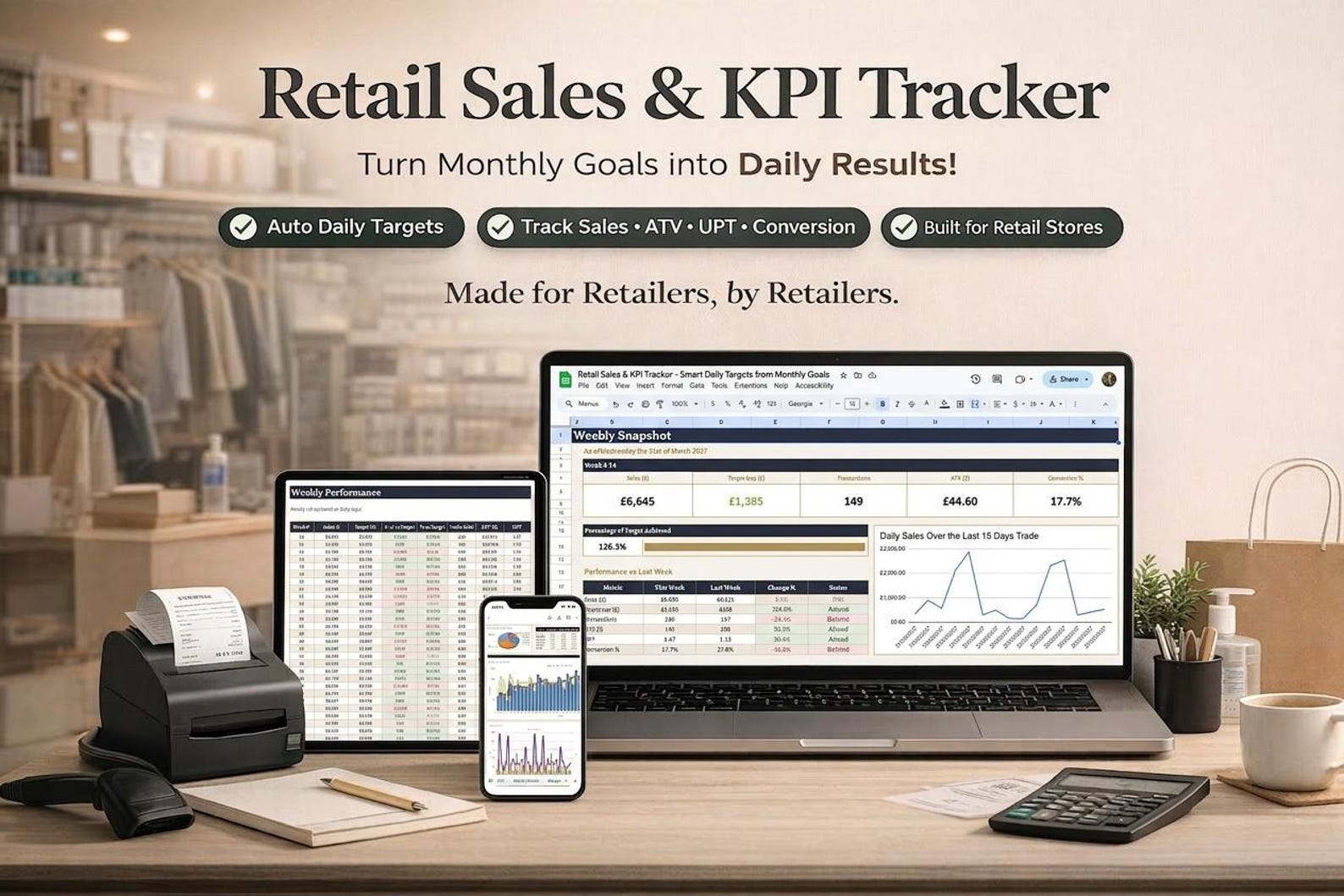 Example Retail Delivery Tracker Retail Sales & KPI Tracker - Smart Daily Targets From Monthly Goals ...