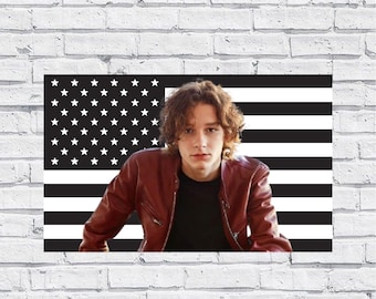 Mason Thames Black American Flag Tapestry – Actor Wall Art Decor | Celebrity Fan Flag | Dark Aesthetic Bedroom Decor