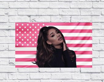 Ariana Grande Pink American Flag Tapestry – Singer Wall Art Decor | Pop Star Fan Flag | Aesthetic Pink Bedroom Decor