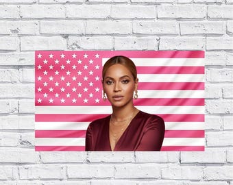 Beyoncé Pink American Flag Tapestry – Singer Wall Art Decor | Pop Music Fan Flag | Aesthetic Pink Bedroom Decor