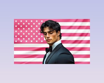 Kai Azer Pink American Flag Tapestry – Social Media Star Wall Art Decor | Influencer Fan Room Flag | Aesthetic Pink Bedroom Decor