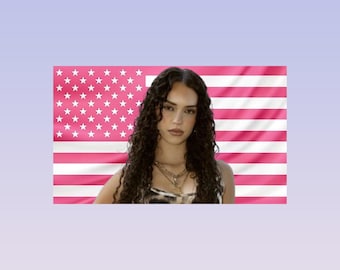 Daniela Avanzini Pink American Flag Tapestry – Influencer Wall Art Decor | Social Media Fan Room Flag | Aesthetic Pink Bedroom Decor