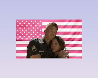 Chenford Pink American Flag Tapestry – The Rookie Wall Art Decor | TV Show Couple Fan Flag | Aesthetic Pink Bedroom Decor
