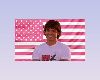 Tom Welling Pink American Flag Tapestry – Celebrity Wall Art Decor | Actor Fan Room Flag | Aesthetic Pink Room Decor