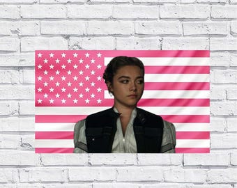 Yelena Belova Pink American Flag Tapestry – Marvel Wall Art Decor | Superhero Fan Flag | Aesthetic Pink Bedroom Decor