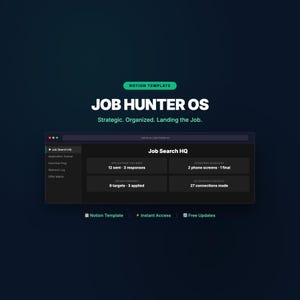 Job Hunter OS Job Bewerbung Tracker Vorstellungsgespräch Prep Dashboard Template Html Notion STAR Methode