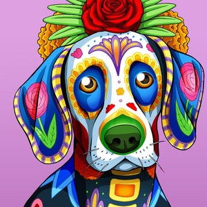 Day of the Dead Dog German Shorthair Pointer Art Print - "Aspecto"
