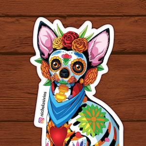 Day of the Dead Dog Chihuahua Sticker - "Espectra"