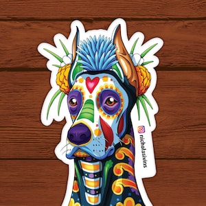 Día de los Muertos Perro Doberman Pegatina - "Trecho"