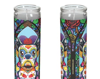 Day of the Dead Dog Boston Terrier Candle - "Tezo"