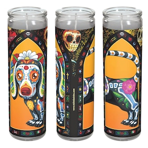 Day of the Dead Dog Dachshund Candle - "Chicha"