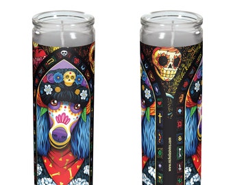 Day of the Dead Dog Poodle Candle - “Francés”
