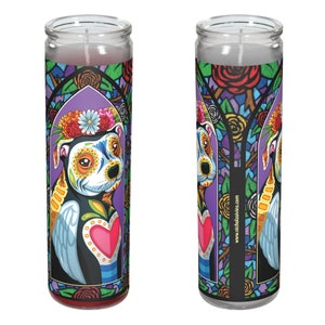 Day of the Dead Dog Pitbull Candle - "Paloma"