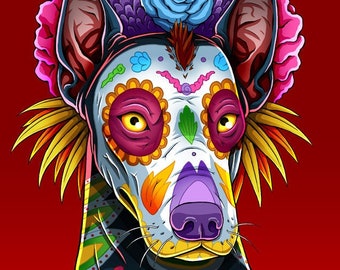 Day of the Dead Dog Xoloitzcuintle Art Print - "Xochitl"