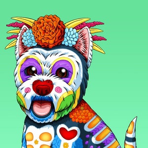 Day of the Dead Dog Westie Art Print - "Oeste"