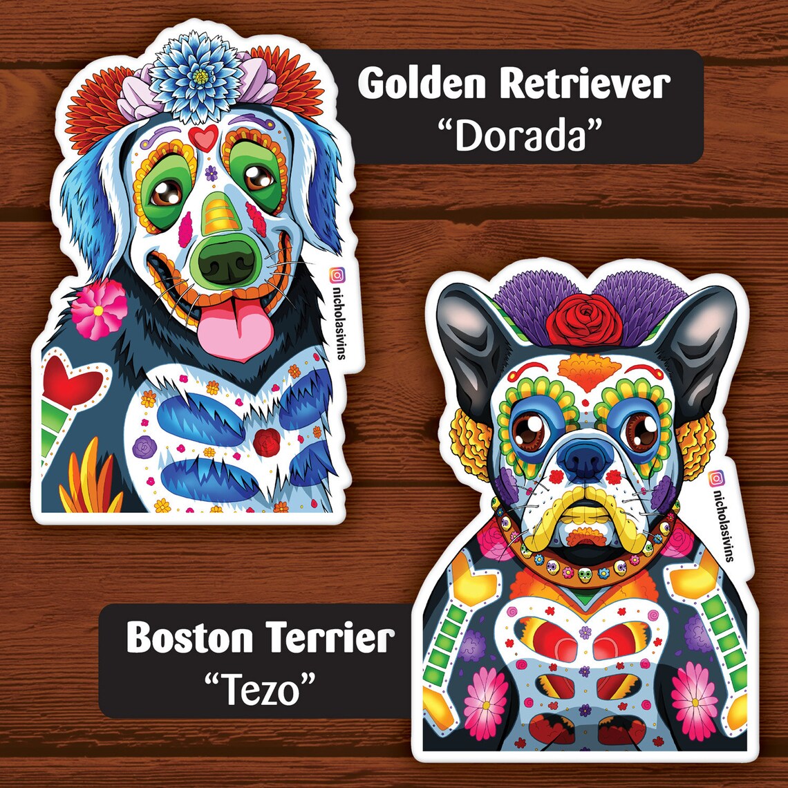 Day of the Dead Dog Sticker Pack Etsy