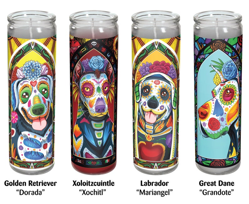 Day of the Dead Dog Candle Pack Etsy