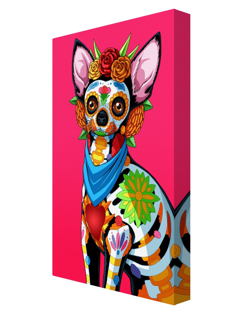 Day of the shops Dead Dog Chihuahua Canvas Giclée - 