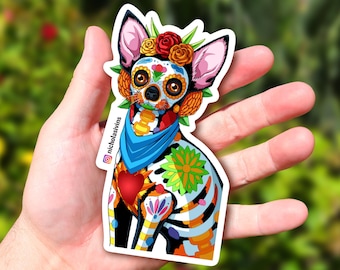 Day of the Dead Dog Chihuahua Sticker - "Espectra"