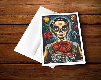 5 x 7" Day of the Dead Ring Bearer Boy Greeting Card - "Muerto"