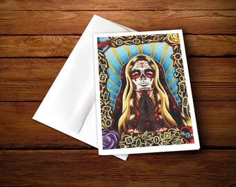 5 x 7" Day of the Dead Praying Woman Greeting Card - "Valentina"