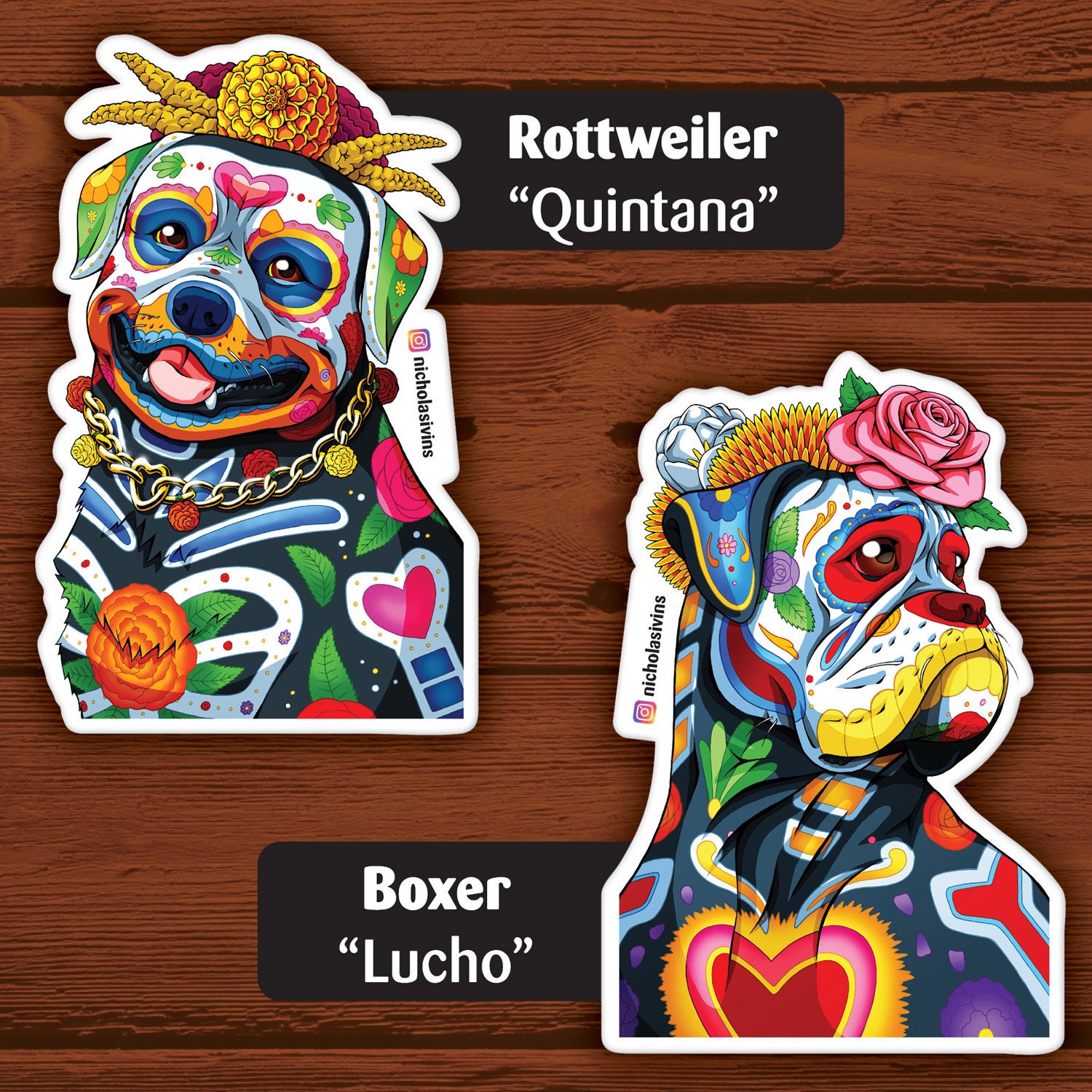 Day of the Dead Dog Sticker Pack Etsy