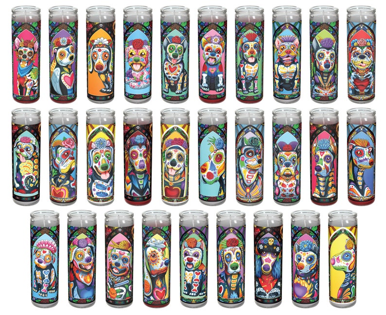 Day of the Dead Dog Candle Pack Etsy