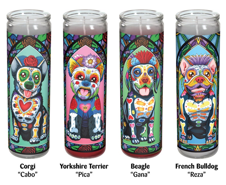 Day of the Dead Dog Candle Pack Etsy