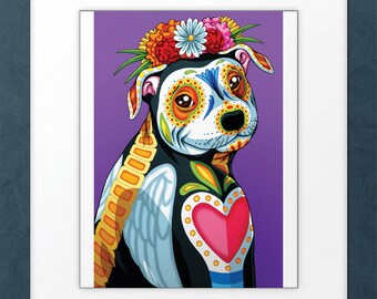 Day of the Dead Dog Pitbull Art Print - 