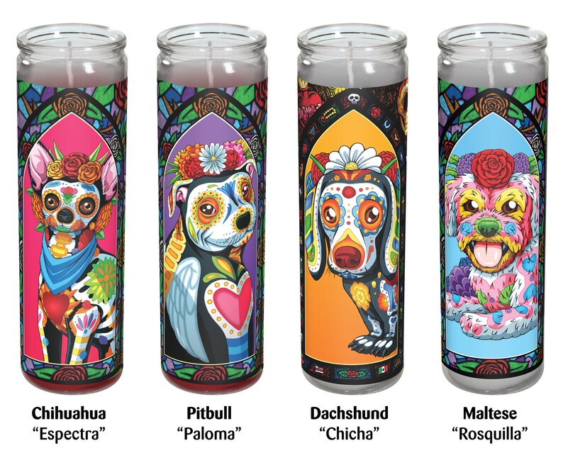 Day of the Dead Dog Candle Pack Etsy