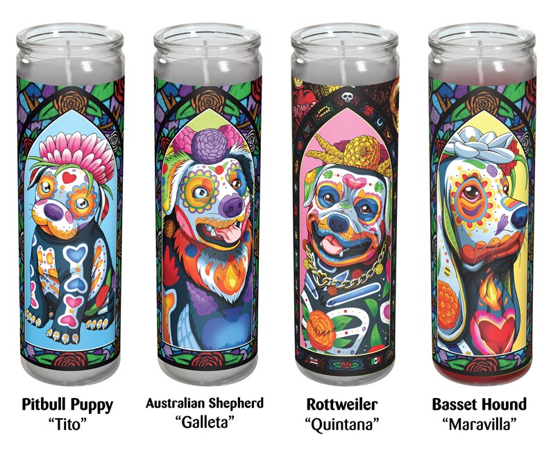 Day of the Dead Dog Candle Pack Etsy