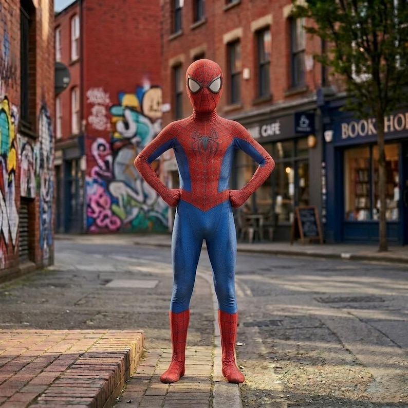 Spindelhjältekostym för barn, superhjältedräkt för pojkar, födelsedags-/Halloween-cosplay-gåva bild 1