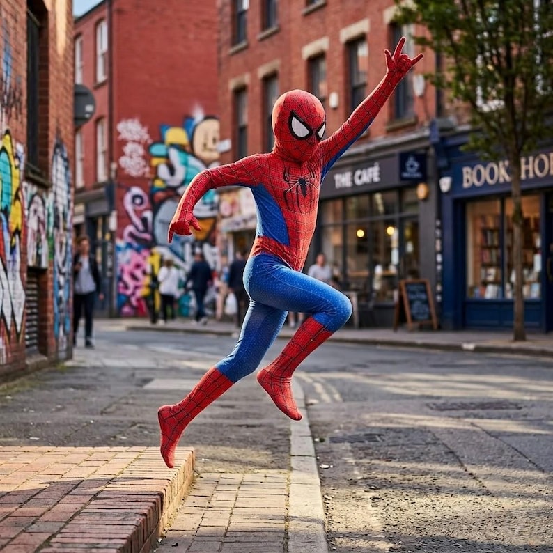 Spindelhjältekostym för barn, superhjältedräkt för pojkar, födelsedags-/Halloween-cosplay-gåva bild 3