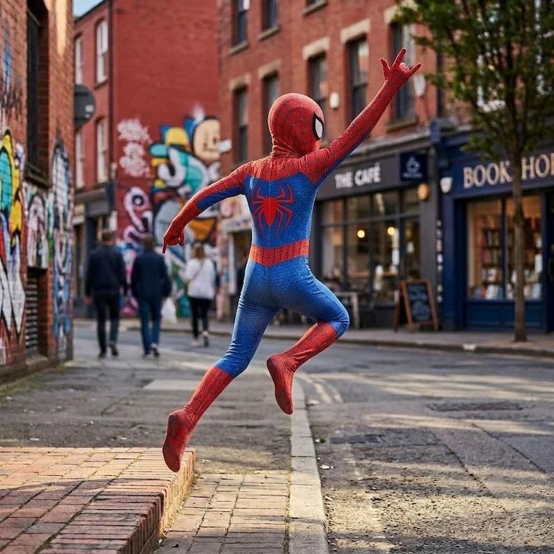 Spindelhjältekostym för barn, superhjältedräkt för pojkar, födelsedags-/Halloween-cosplay-gåva bild 4