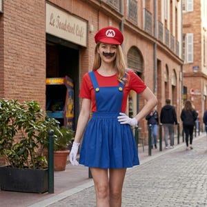 Super Mario Luigi Couple Costume Adult Funny Cosplay Matching Outfit Set Party Wear Girl 1