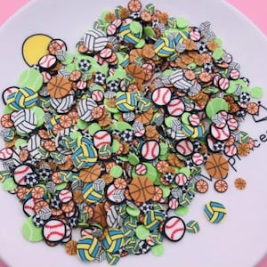 Polymer Clay Sports Mix Slice Sprinkles, Fimo Confetti for Slime, Resin, Nail Art NOT EDIBLE