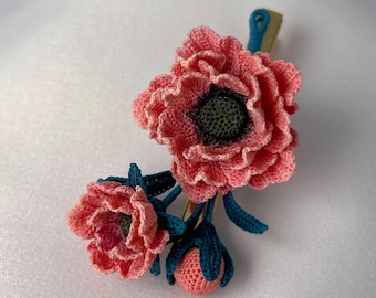 Pinza para el cabello de manuka de micro crochet / Accesorio nupcial, detalle teñido a mano