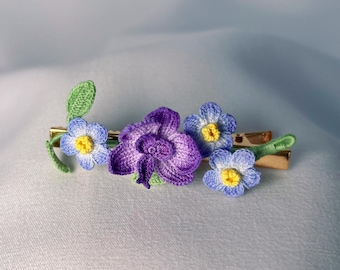 Pinza para el cabello de orquídea de micro crochet, accesorios para el cabello de boda hechos a mano